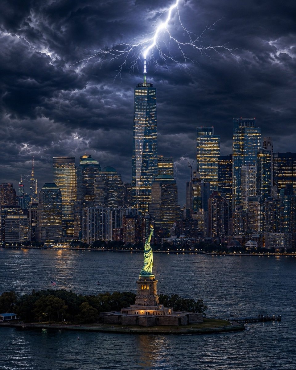 Statue of Liberty New York lightning Statue of Liberty New York lightning