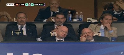 Fan sleeping at Morocco vs Spain match