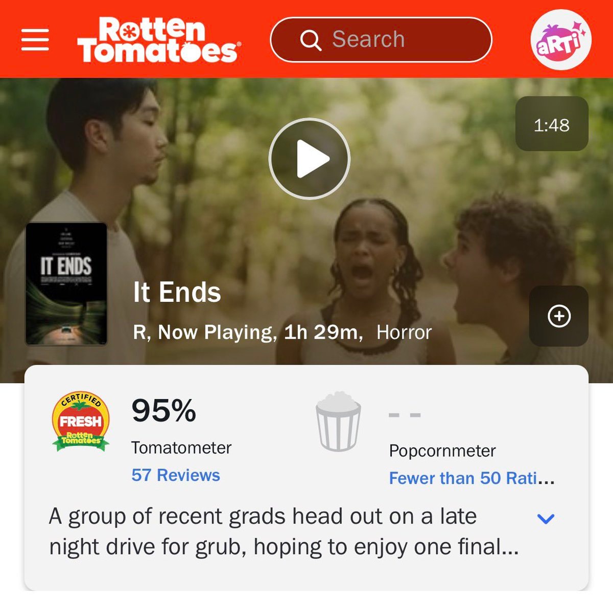 IT ENDS movie rating 95% (photo 1 of 2)