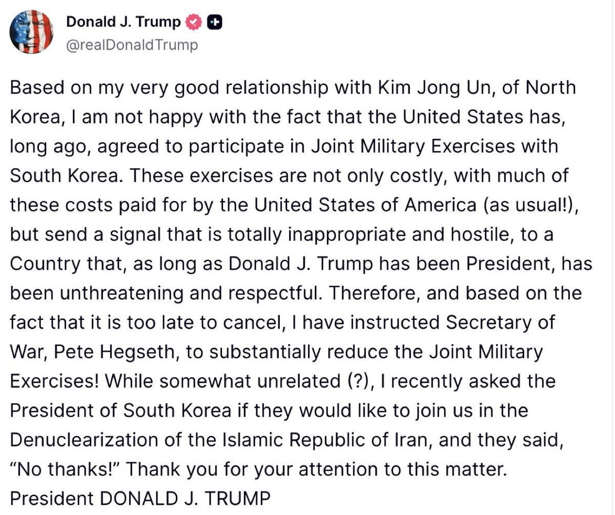 Trump on Joint Military Exercises and Iran