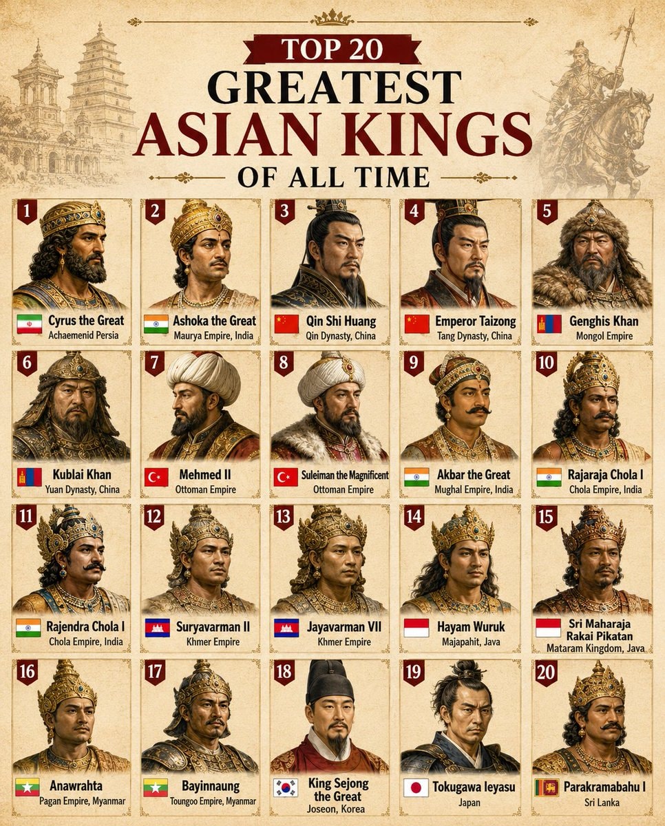Top 20 Greatest Asian Kings of All Time