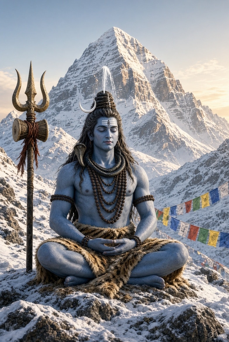Lord Shiva meditating