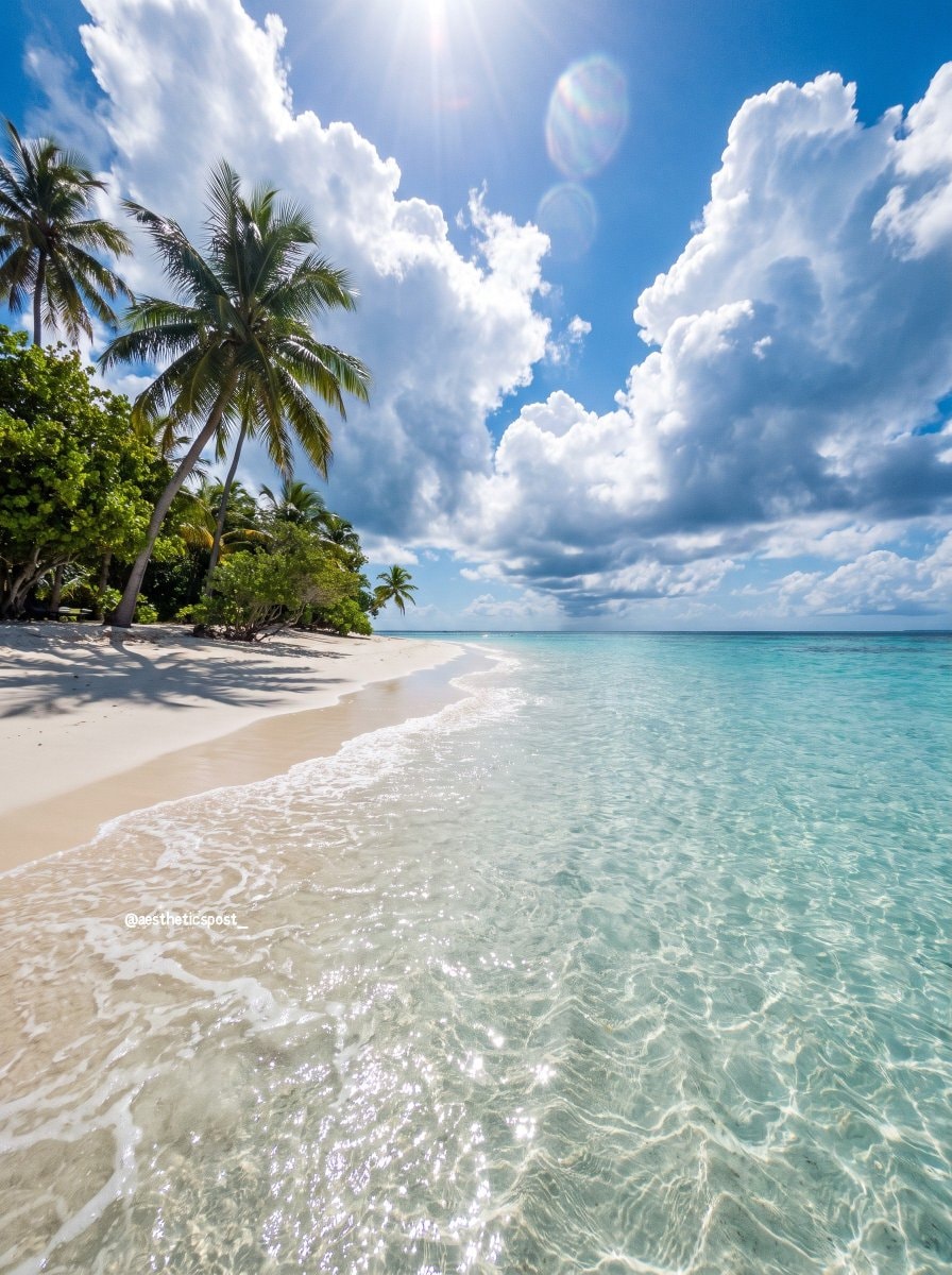 Turquoise water and white sand beach