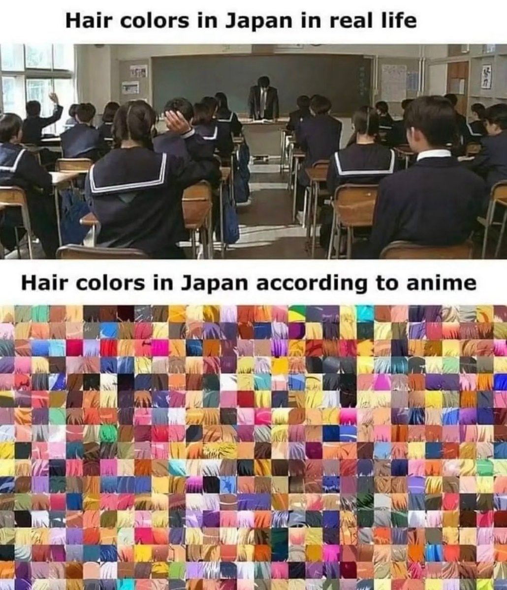 Hair colors in Japan real life vs anime
