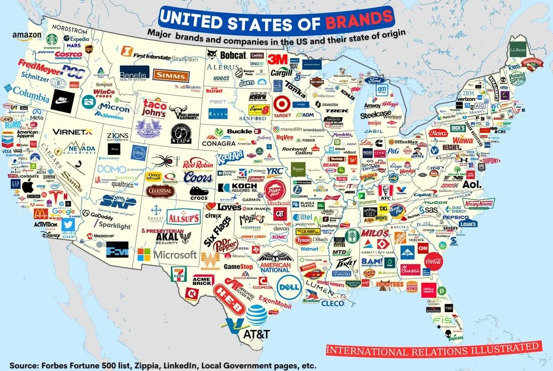 Major US Brand Origins Map
