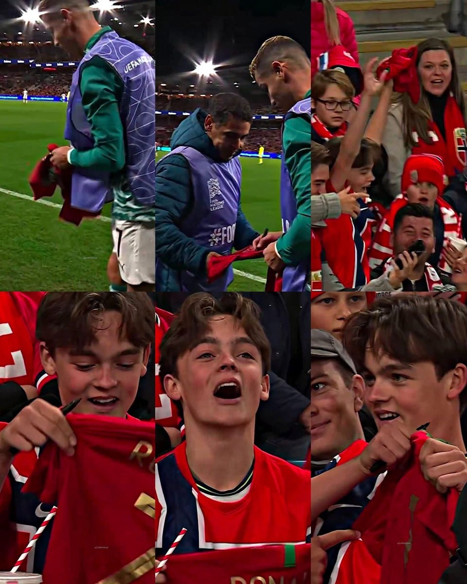 Cristiano Ronaldo signs jersey for Norwegian fan