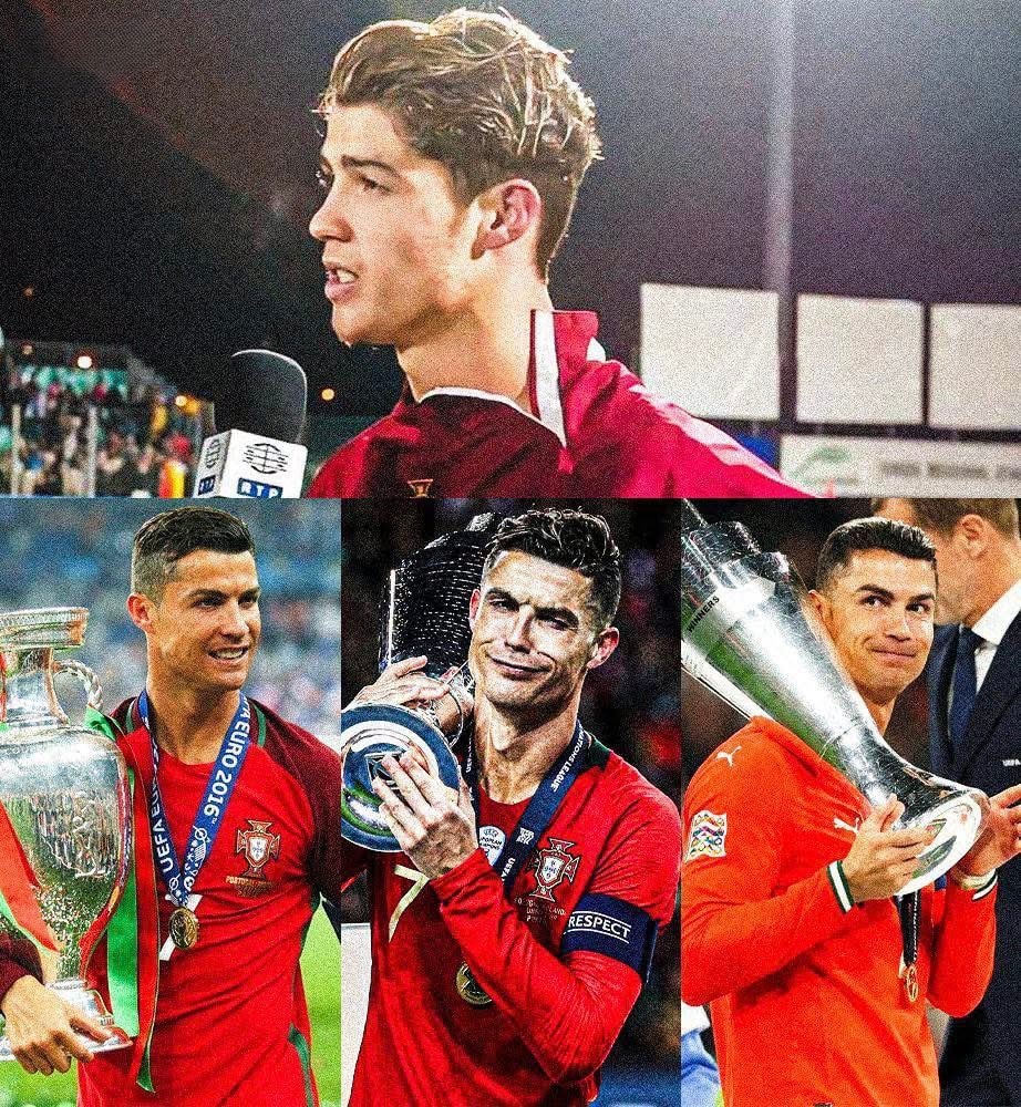 Cristiano Ronaldo Portugal trophies collage