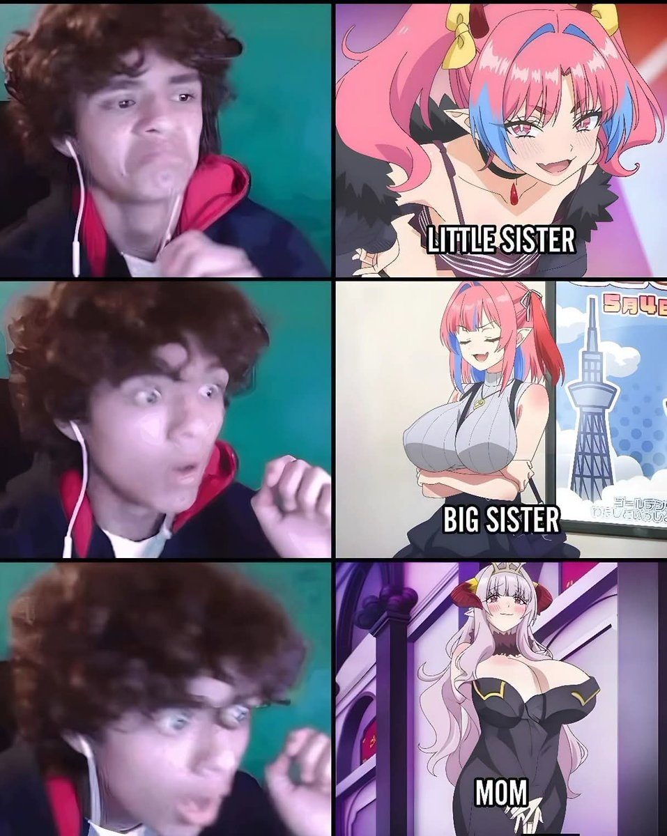 Meme format anime sisters reaction