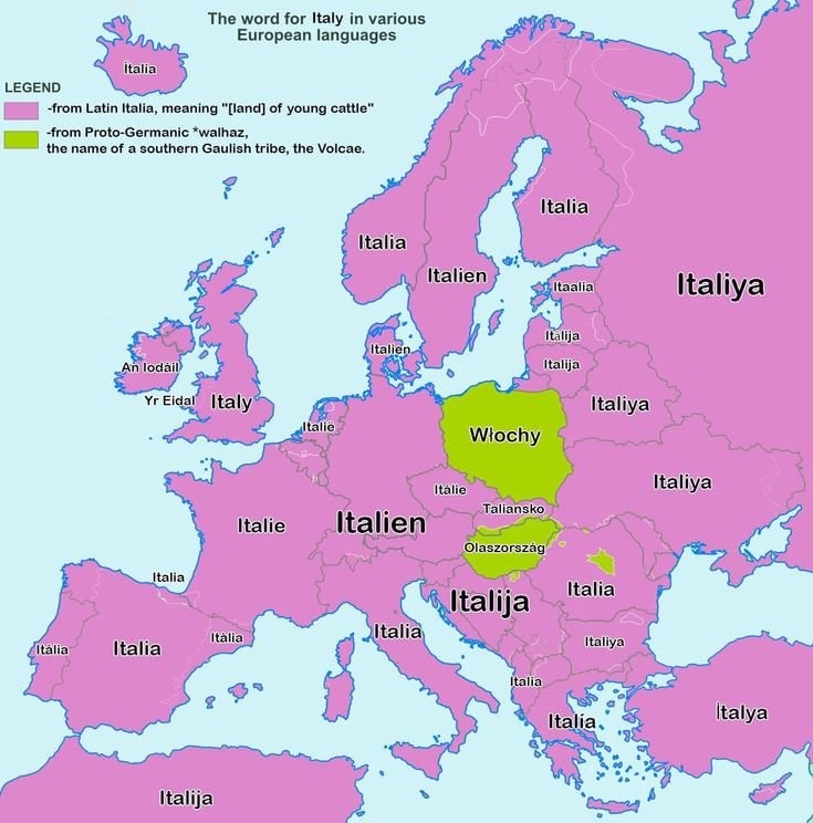 Map of how Europe says Italy Map of how Europe says Italy