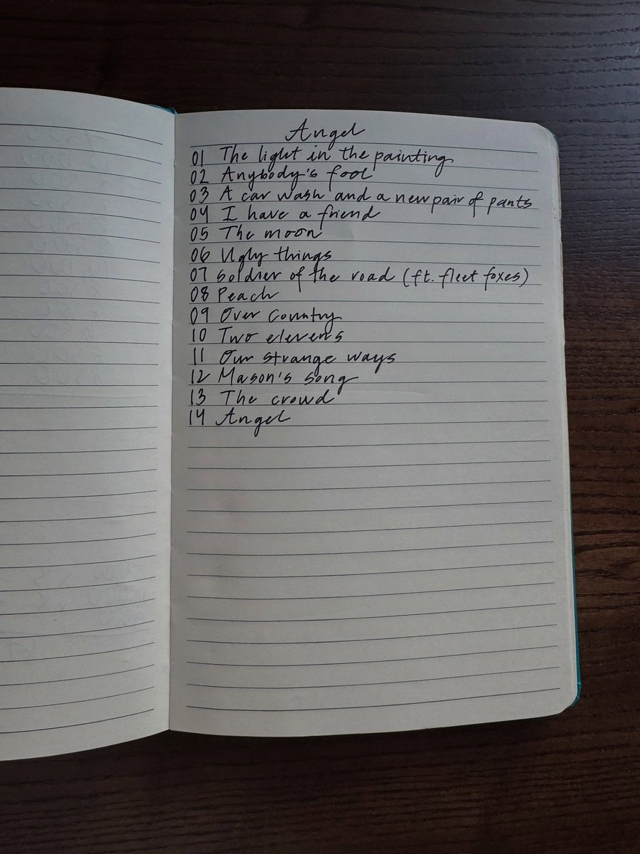 Lizzy McAlpine Angel tracklist (photo 2 of 2)
