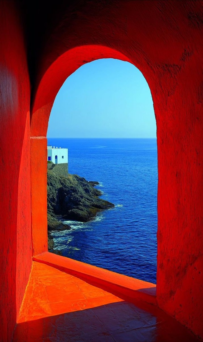 Mediterranean view through orange arch (photo 4 of 4)