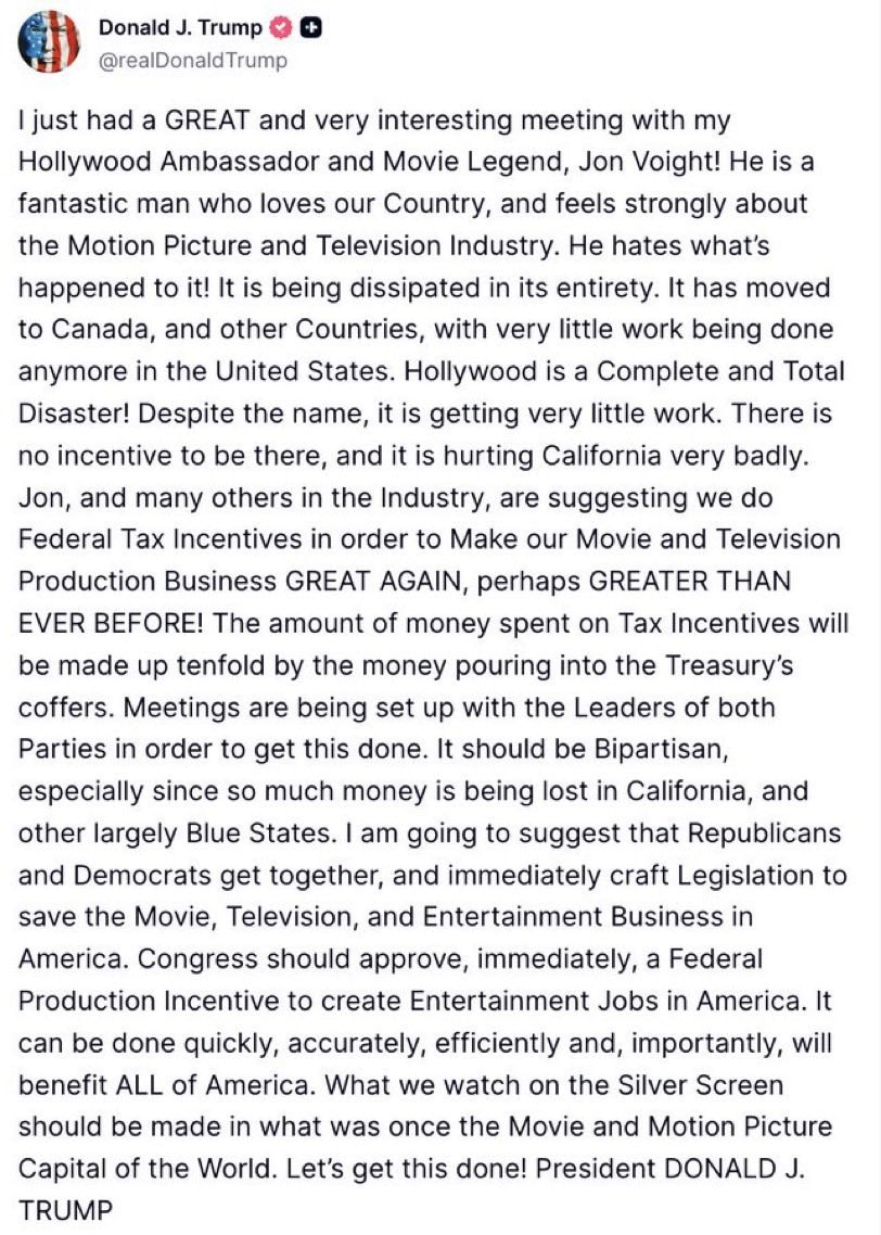 Donald Trump film tax proposal (photo 2 of 2)