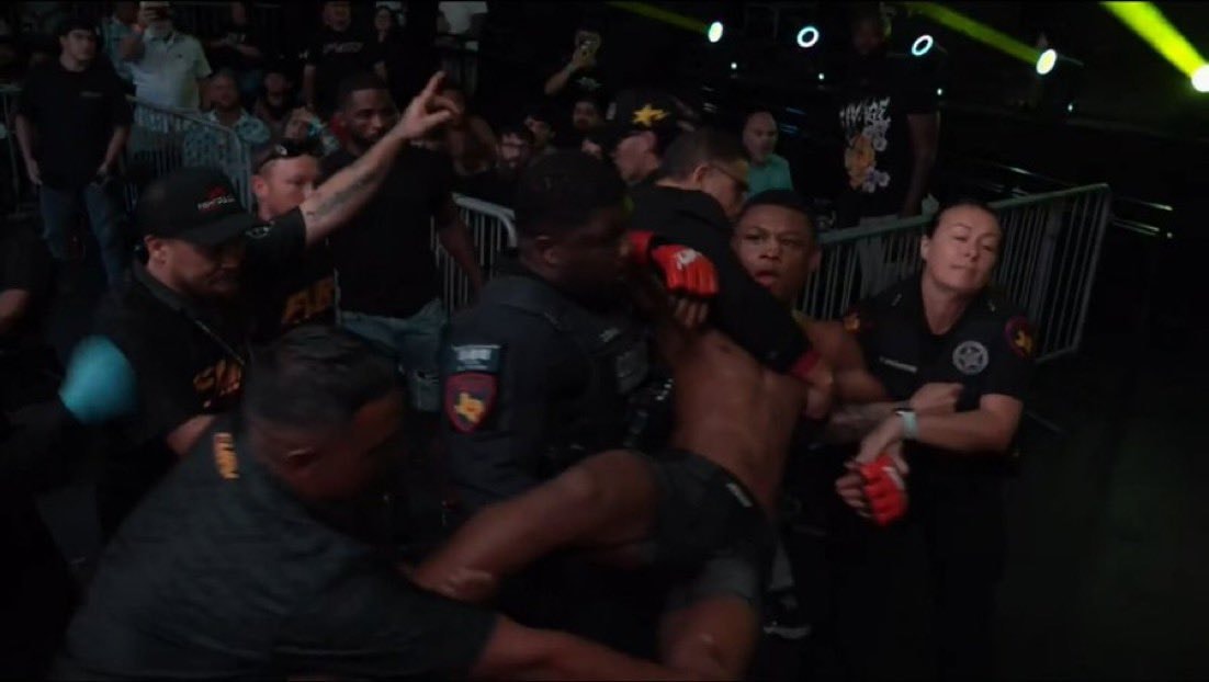Cameron restrained by security at Fury FC 121