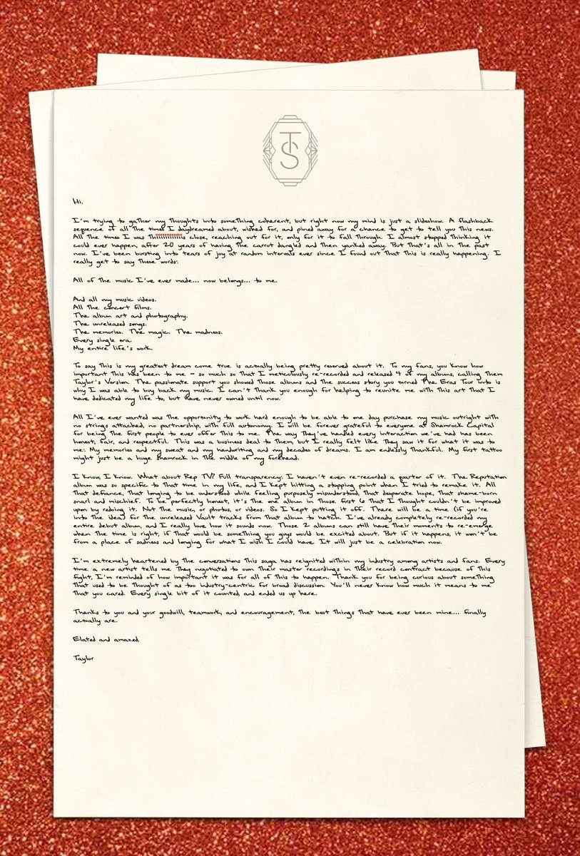 Taylor Swift masters webpage update (photo 2 of 2)