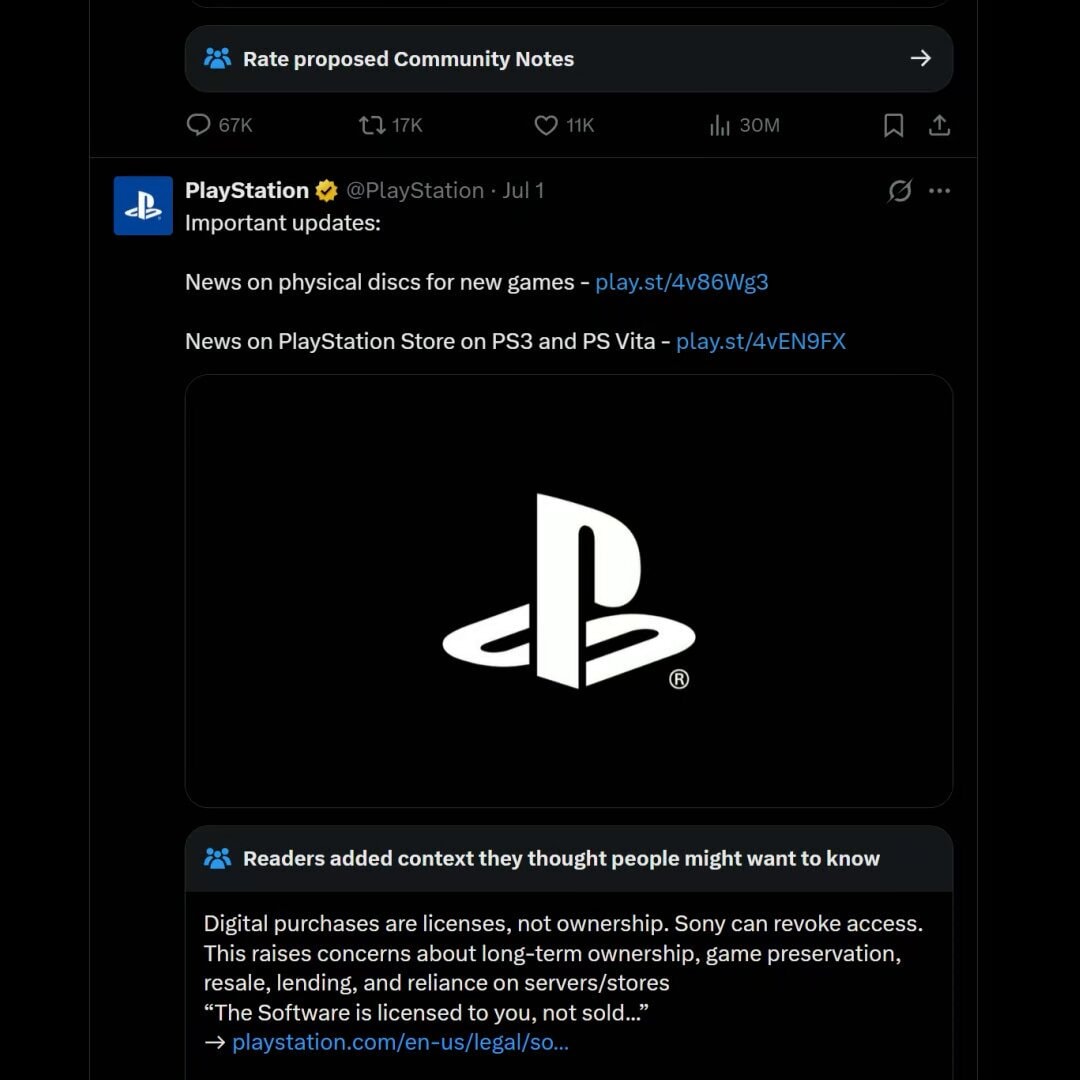 PlayStation community notes