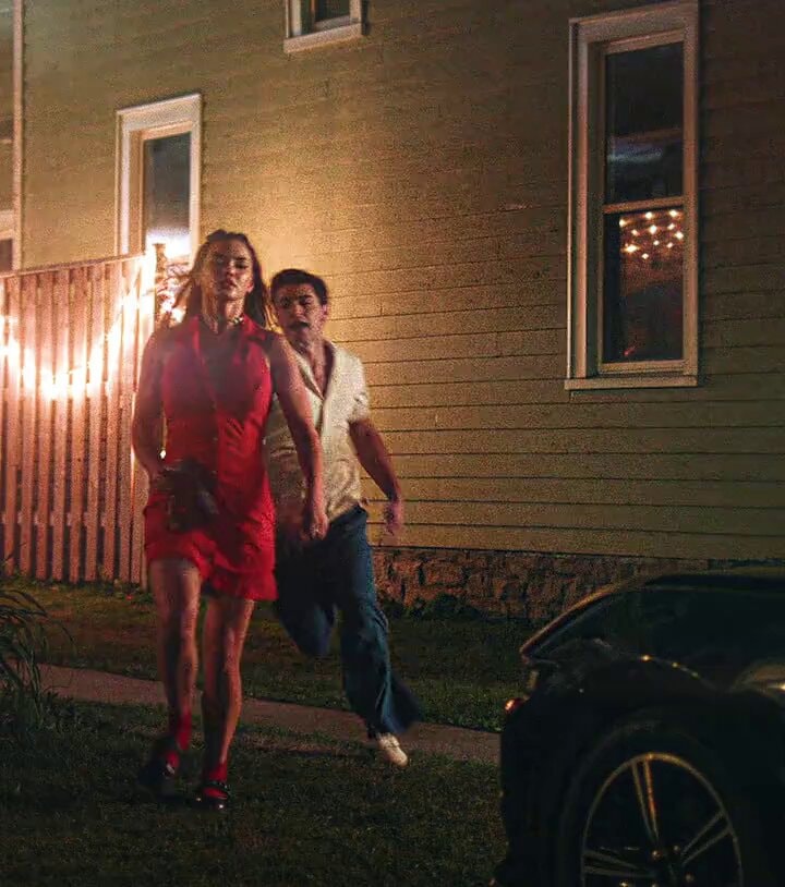 Night escape in red dress
