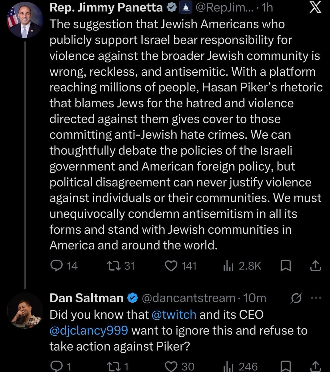 Dan Saltman reports Dan Clancy and Twitch to Congress