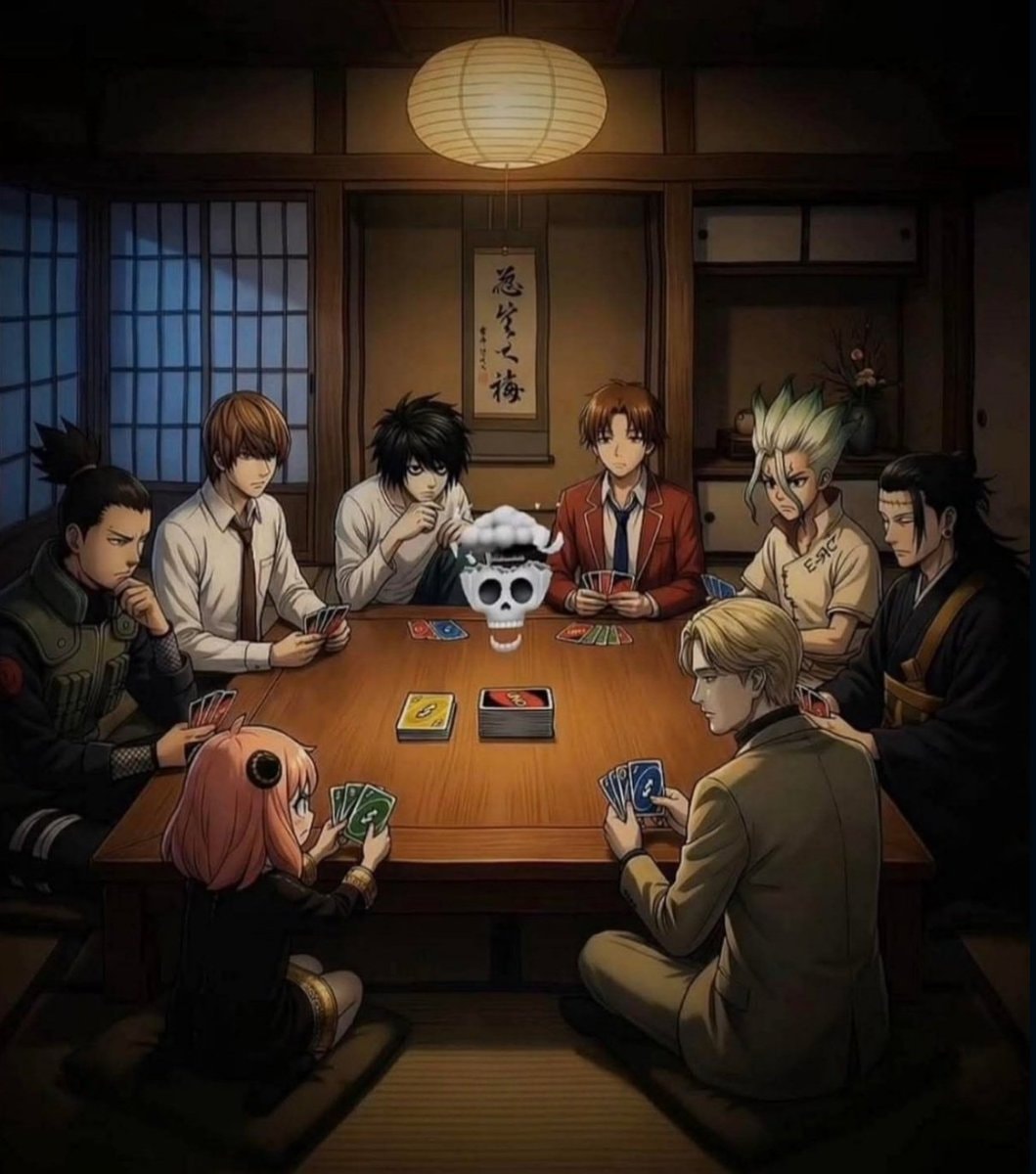 anime characters playing Uno