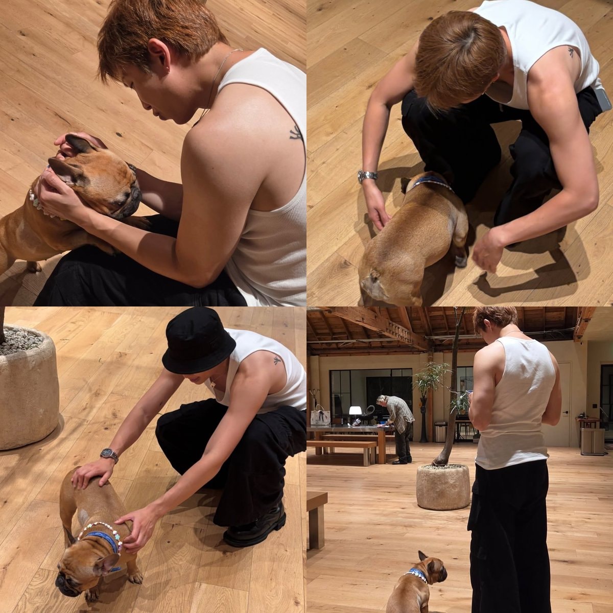 Namjoon with a cute dog