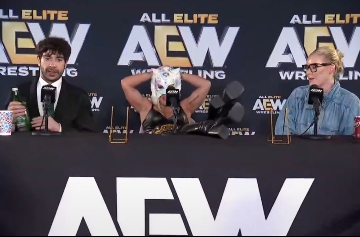 Thekla Starlight Kid mask AEW presser