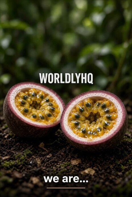 Passion fruit halved on soil