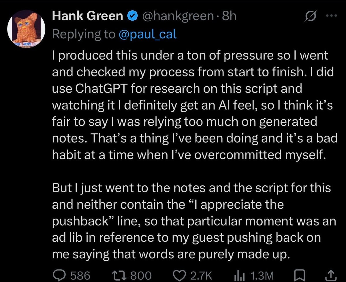Hank Green ChatGPT research Hank Green ChatGPT research