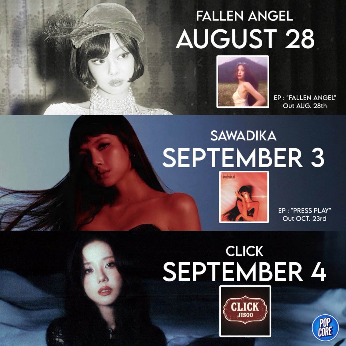 JENNIE LISA JISOO solo releases same week
