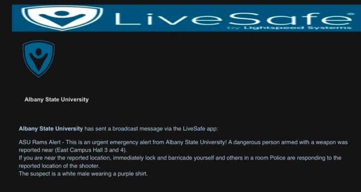 Albany State University emergency alert