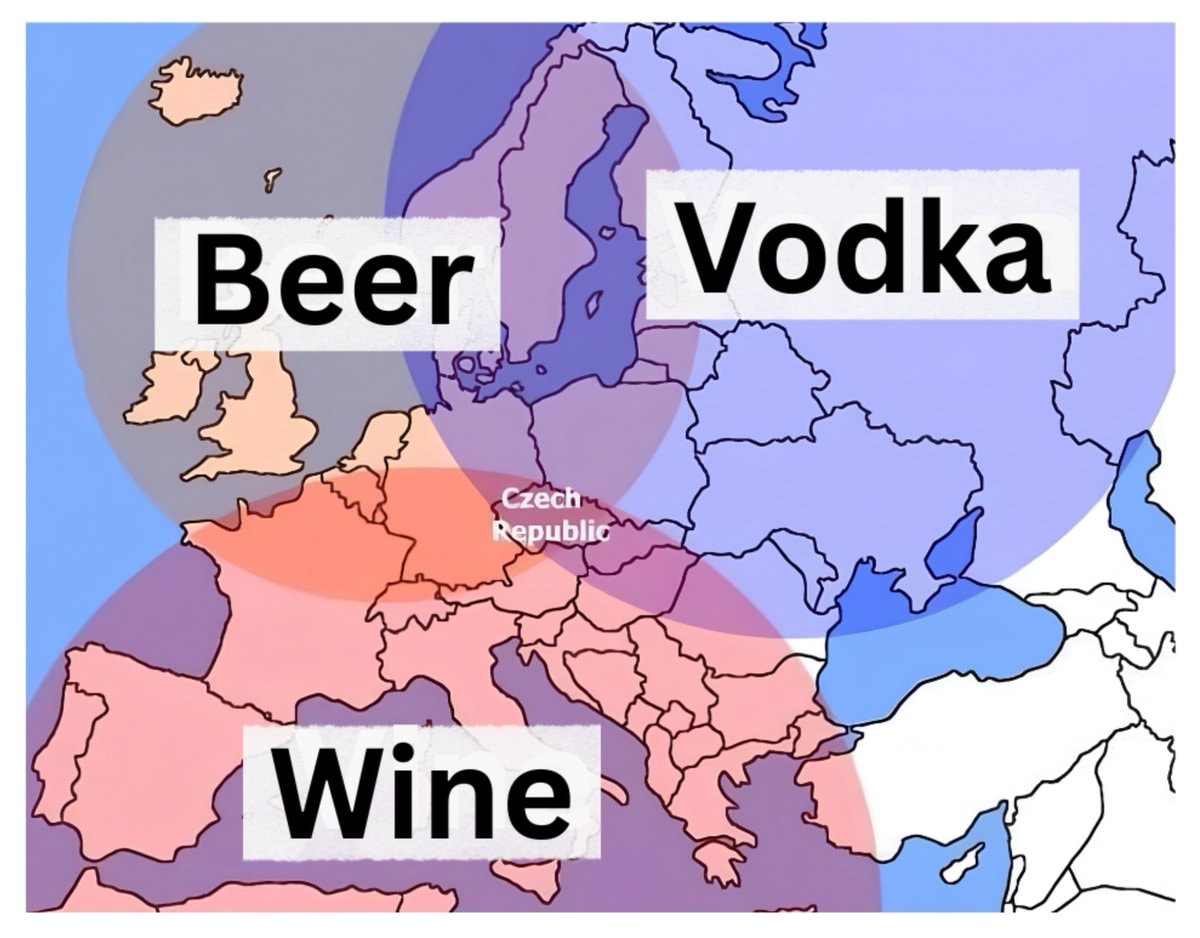 Beer Wine Vodka Map Europe