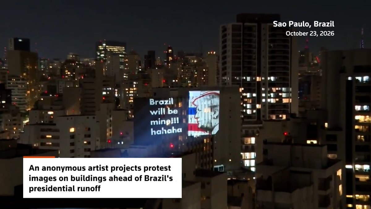 São Paulo artist projects protest images before Brazil runoff