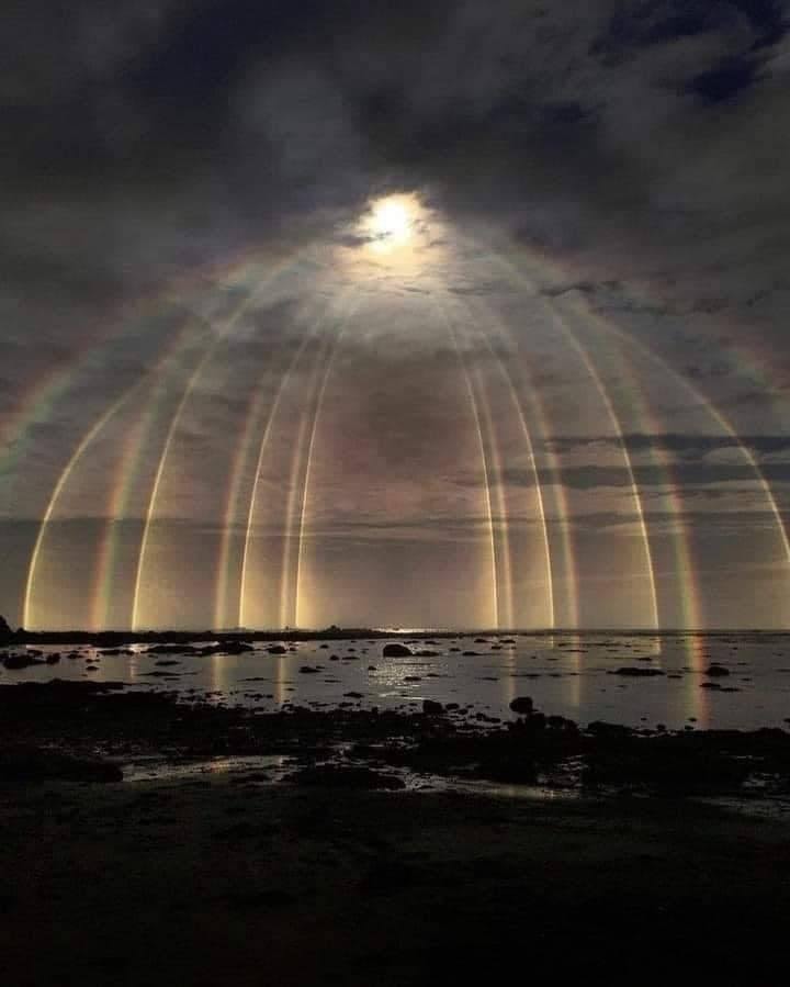 Rainbow during rain