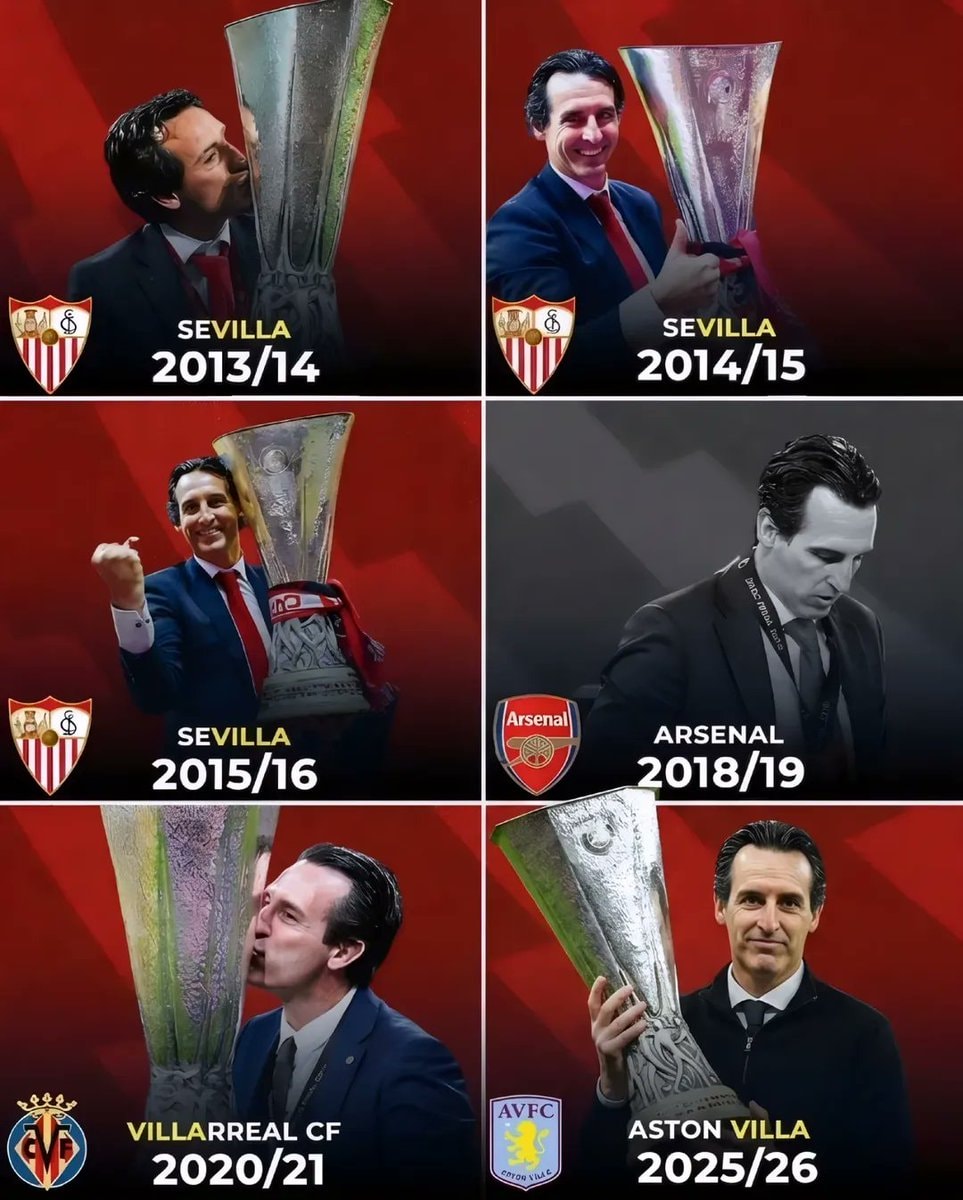 Unai Emery Europa League trophies