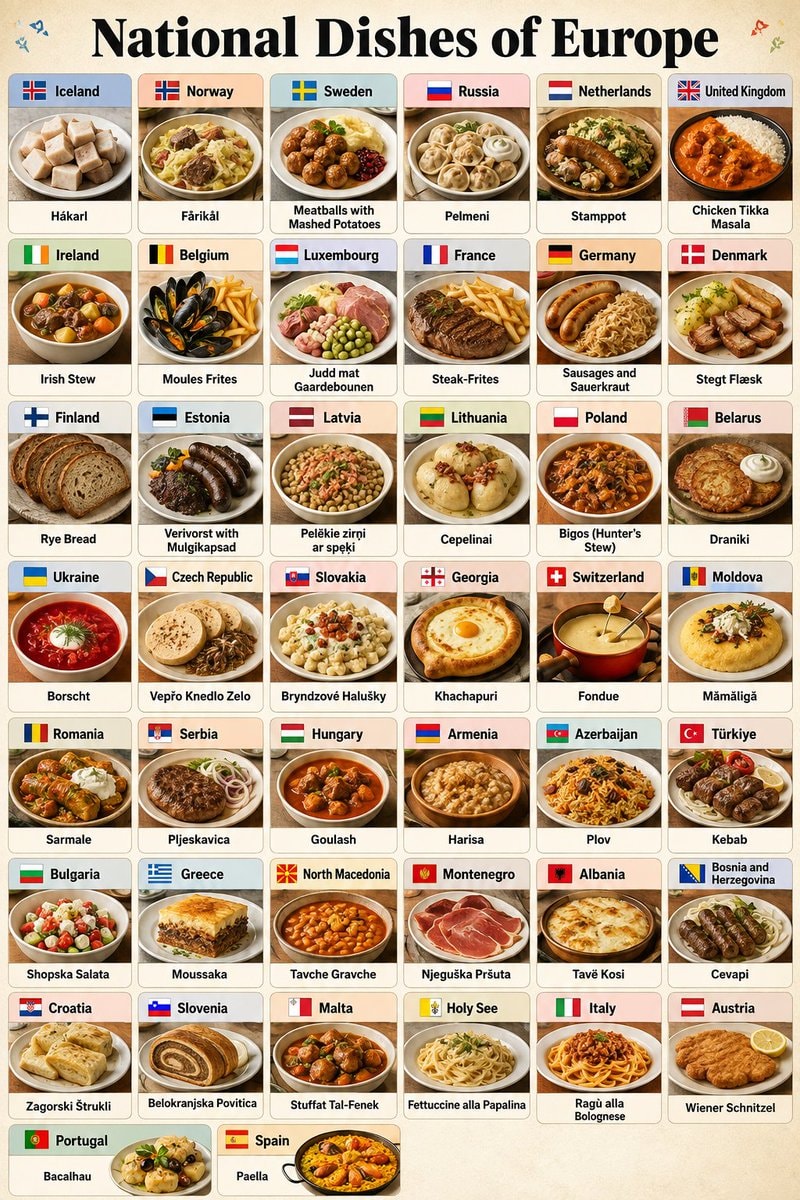 National Dishes of Europe National Dishes of Europe