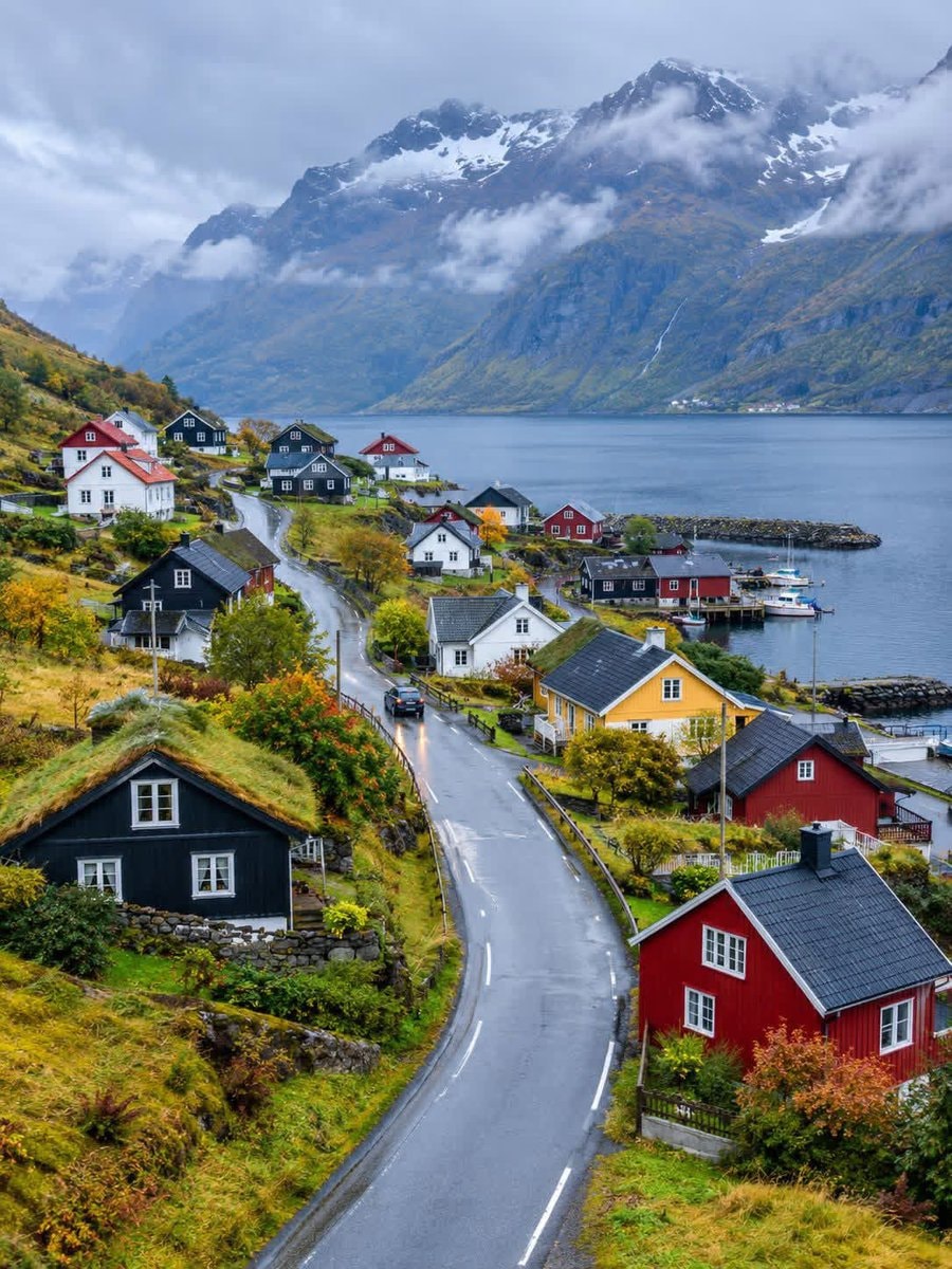 Norway fjord village