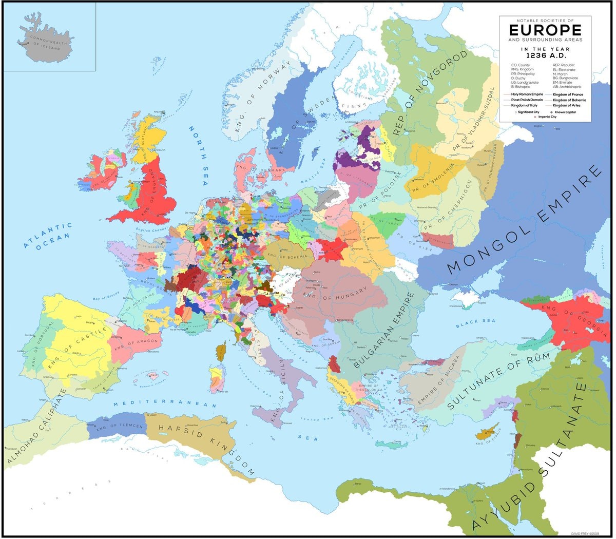 Europe in 1236 map