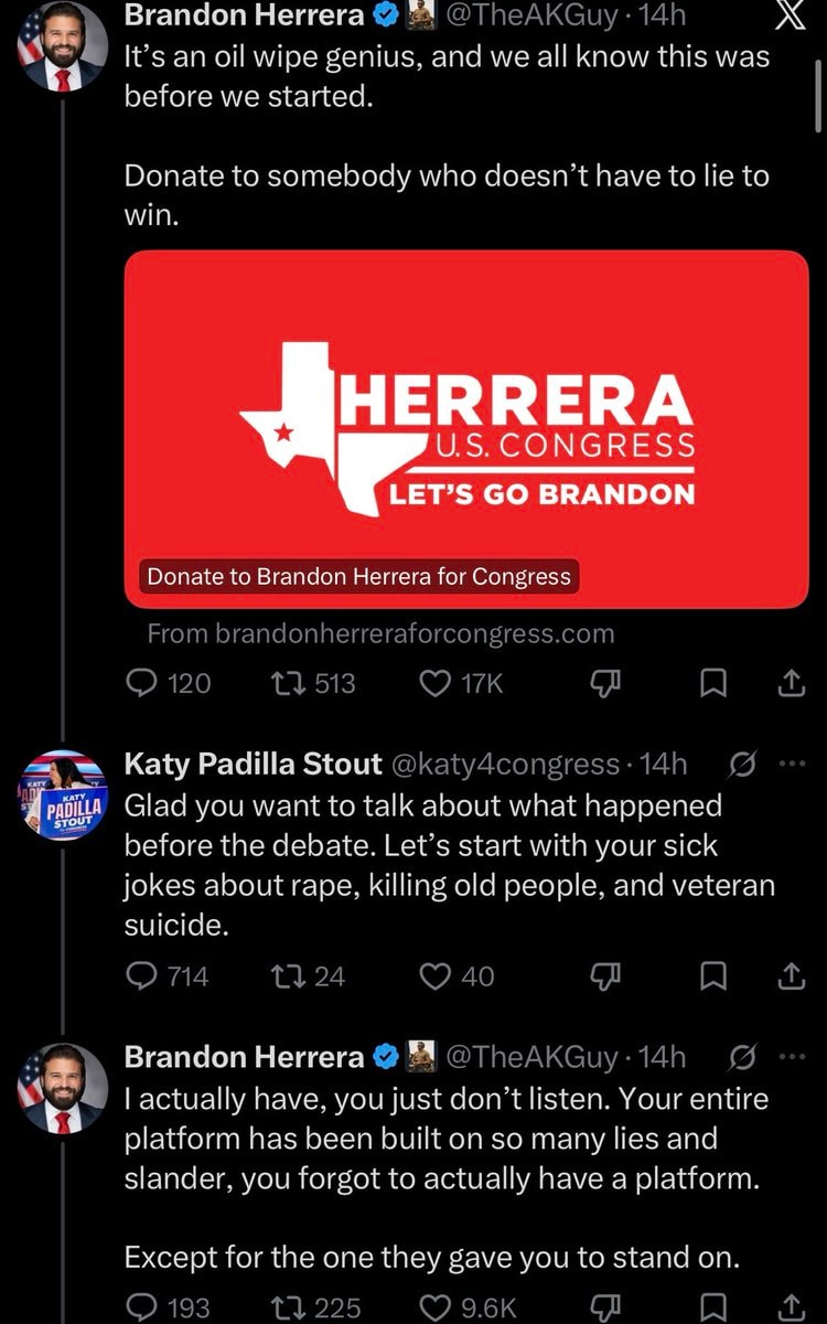 Brandon Herrera vs Katy Stout debate (photo 2 of 2)