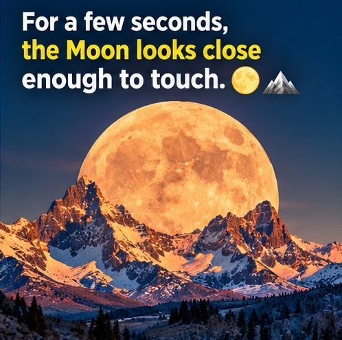 Moon rising behind mountains