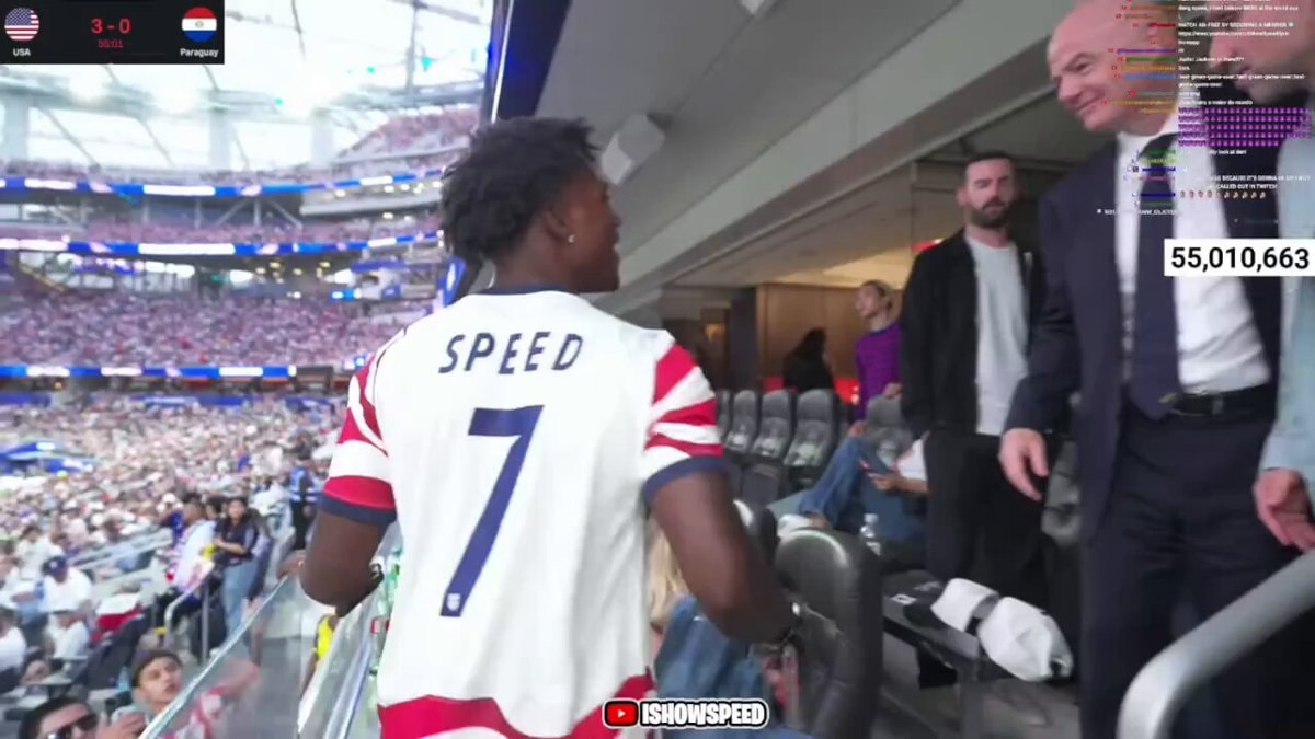 iShowSpeed meets Gianni Infantino at USA vs Paraguay
