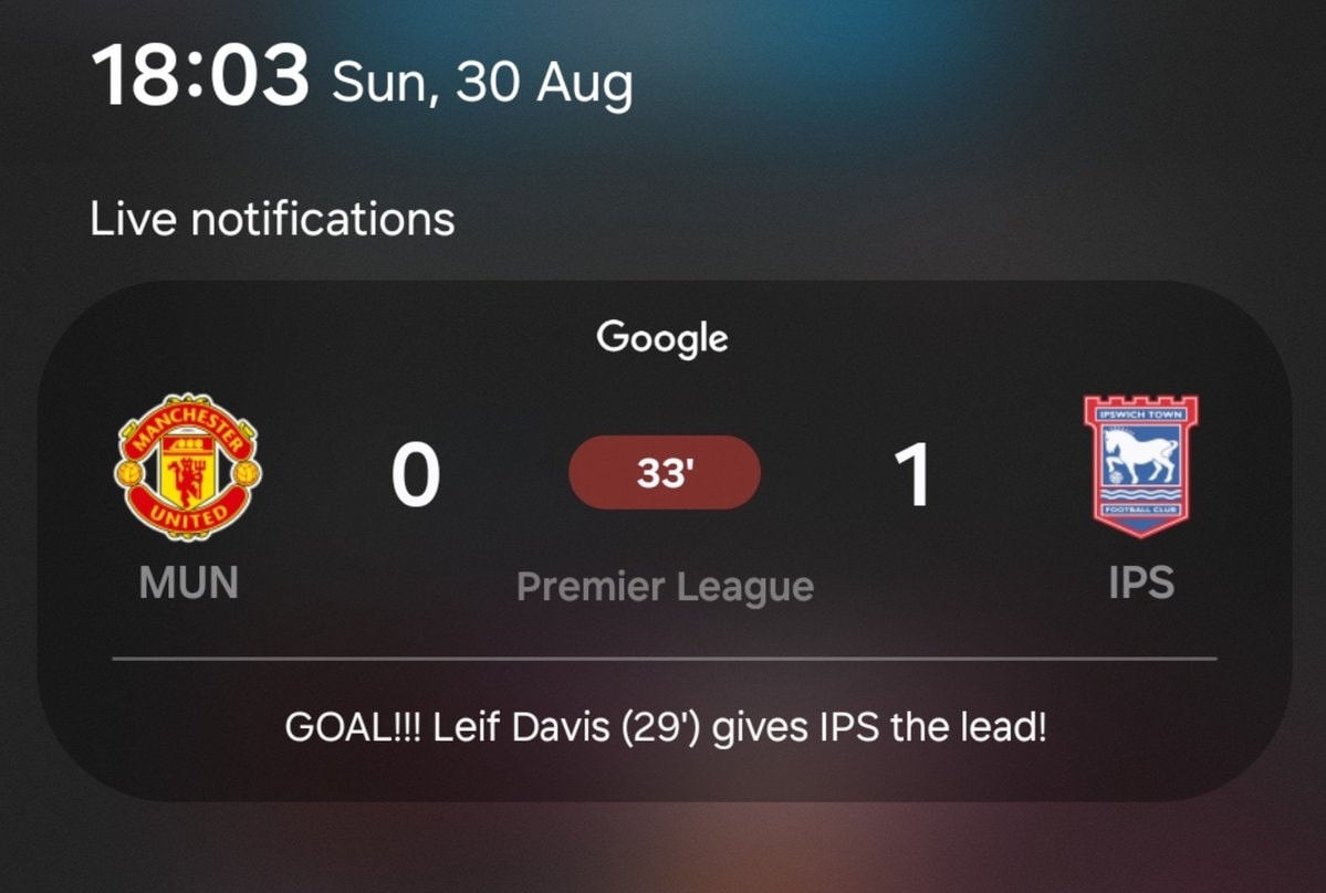 Ipswich Town vs Manchester United Premier League