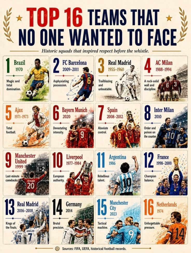 Top 16 feared football teams Top 16 feared football teams