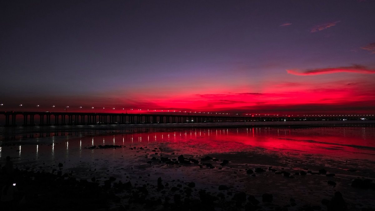 Sunset ocean red glow (photo 2 of 4)
