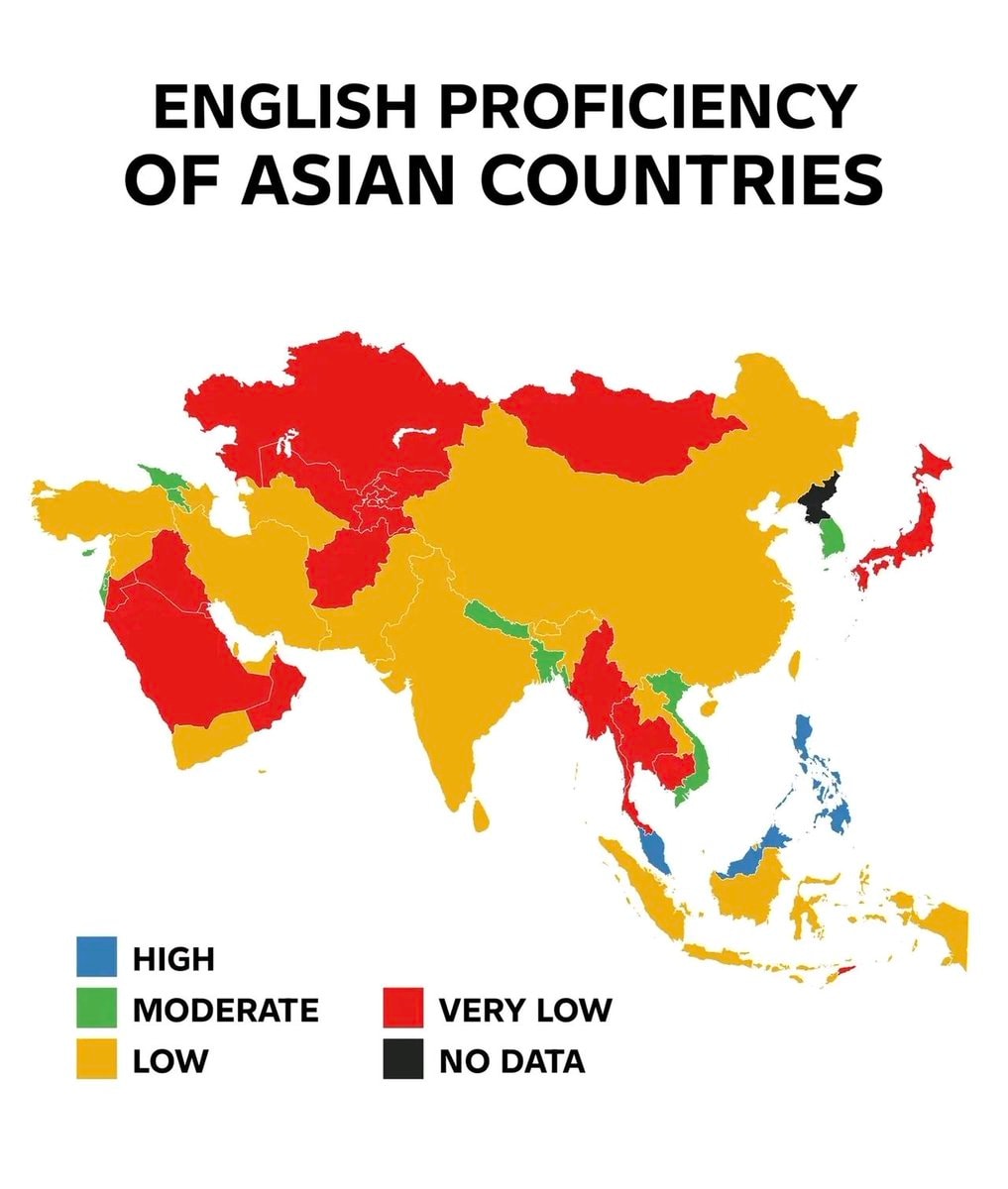 Asian countries English Proficiency map