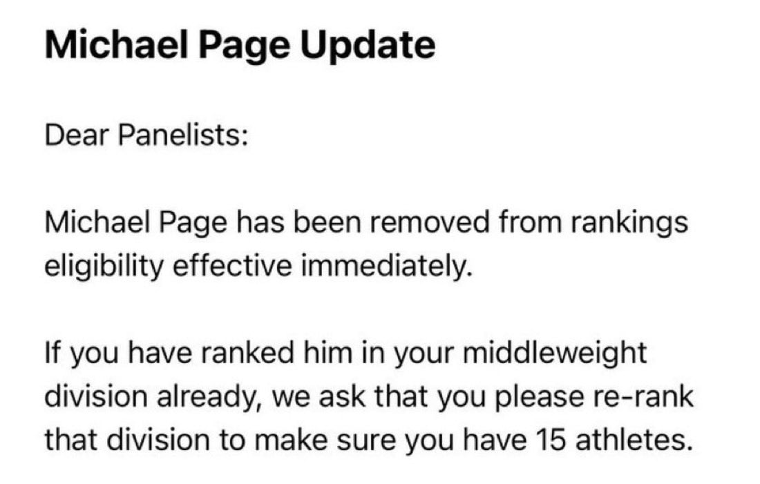 MVP removed from UFC rankings