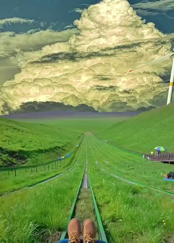 Sledding in Mongolia Grasslands