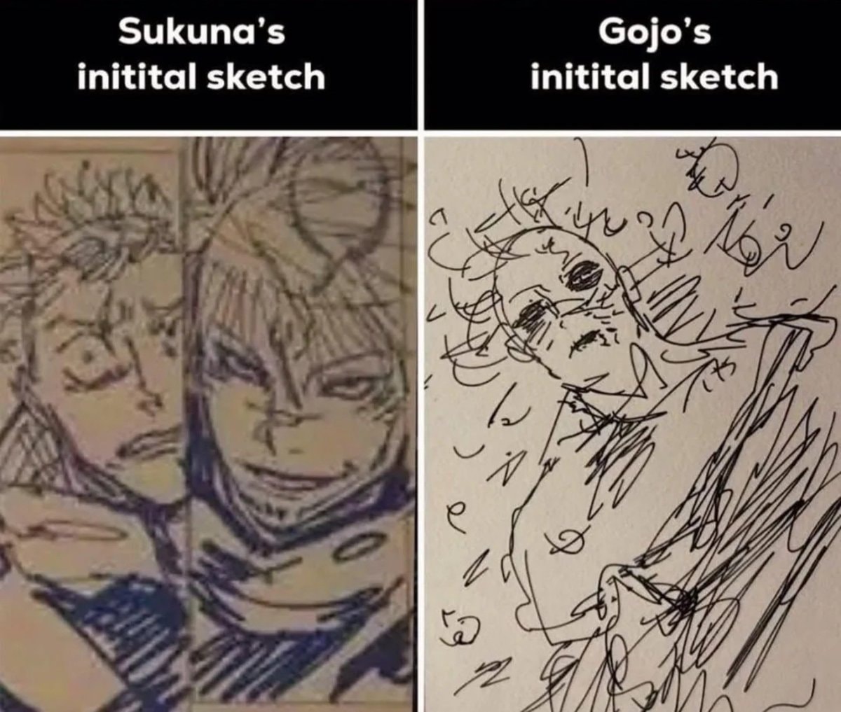 Sukuna and Gojo initial sketches