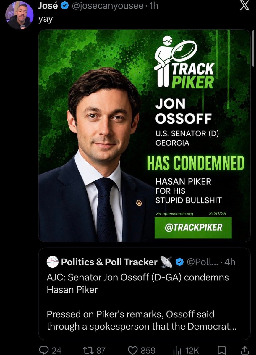 José gives Jon Ossoff Track Piker seal José gives Jon Ossoff Track Piker seal