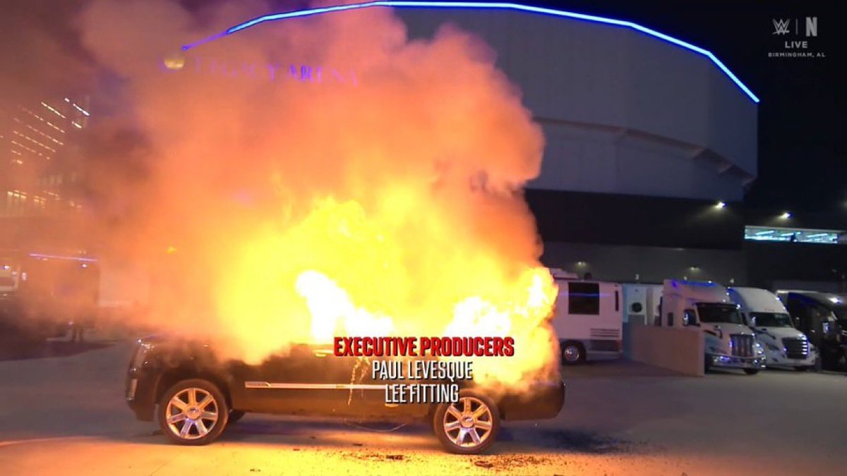 Royce Keys sets Bloodline car on fire (photo 2 of 2)