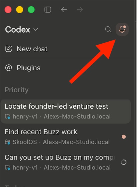 Codex activity view inbox mode (photo 1 of 2)