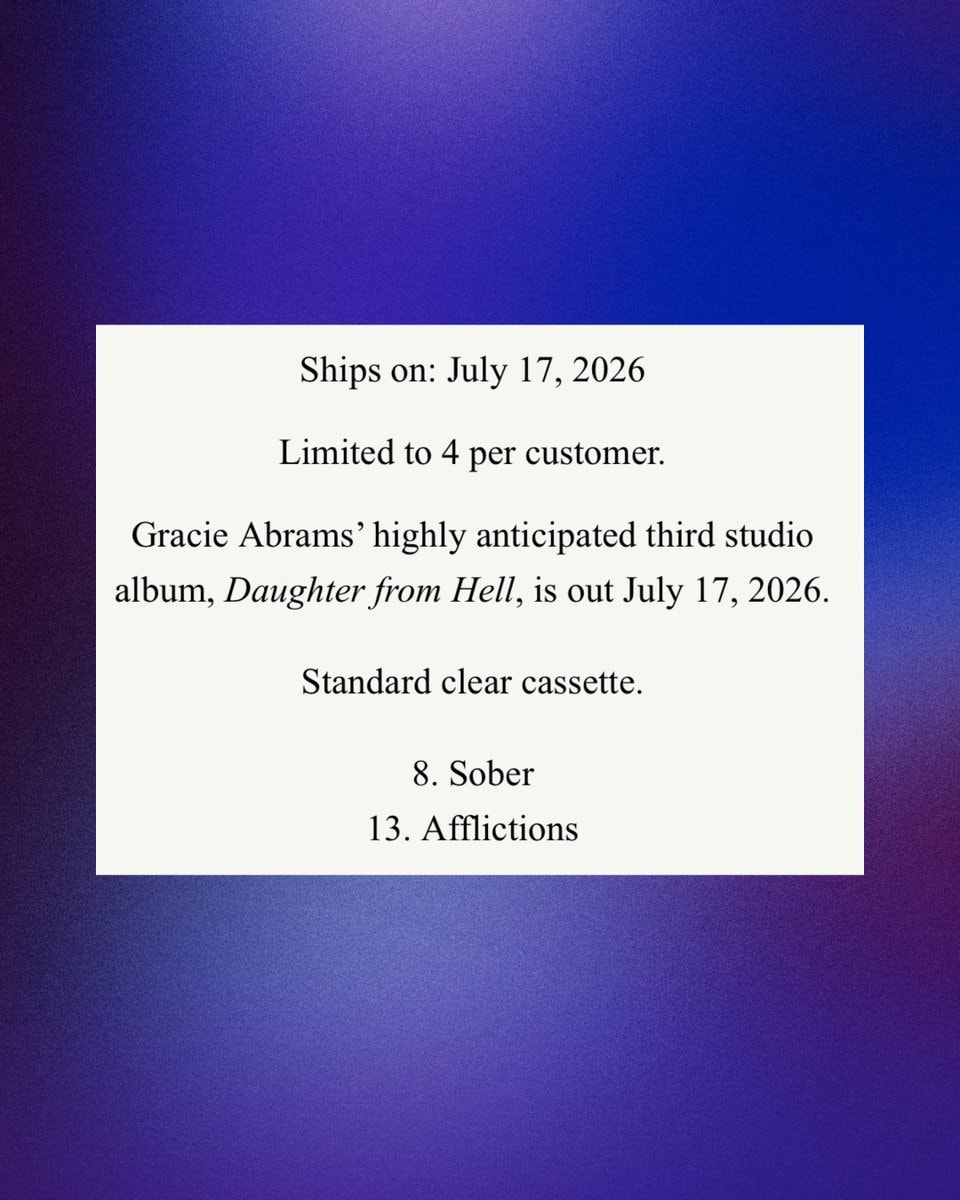 Gracie Abrams Daughter from Hell tracks (photo 2 of 2)