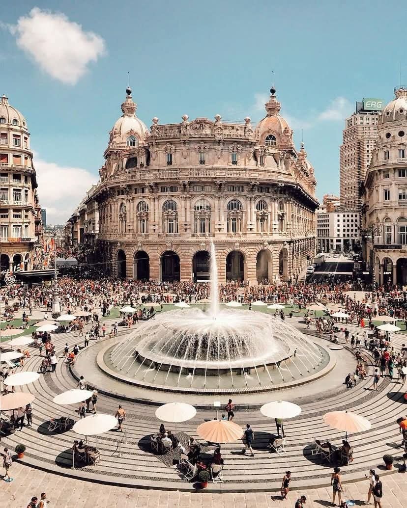 Genoa Italy fountain plaza